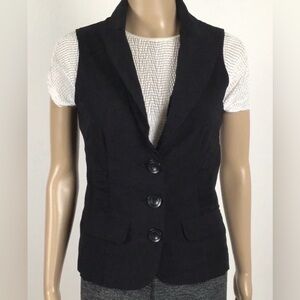 👛 (ANY 2/$20) RICKI’S Black Wide Lapel Ruched 3 Button Vest